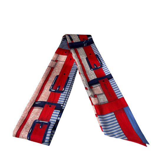 Used Hermès Silk Twilly Twilly Red Blue