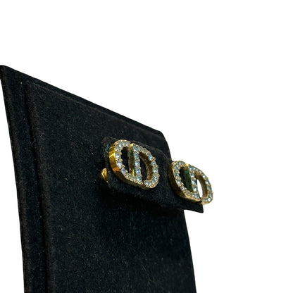 Used DIOR CD Earrings Gold，Blue