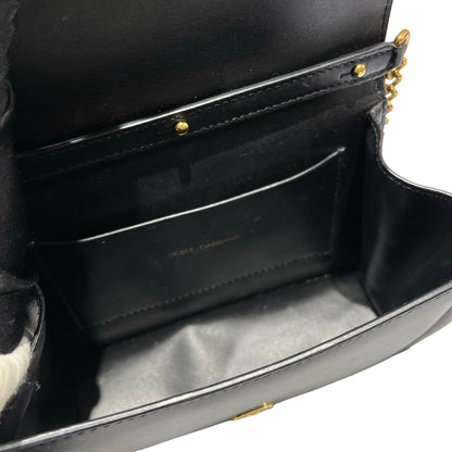 Used DOLCE & GABBANA Calfskin Leather Chain Shoulder Shoulder Bag Black GHW