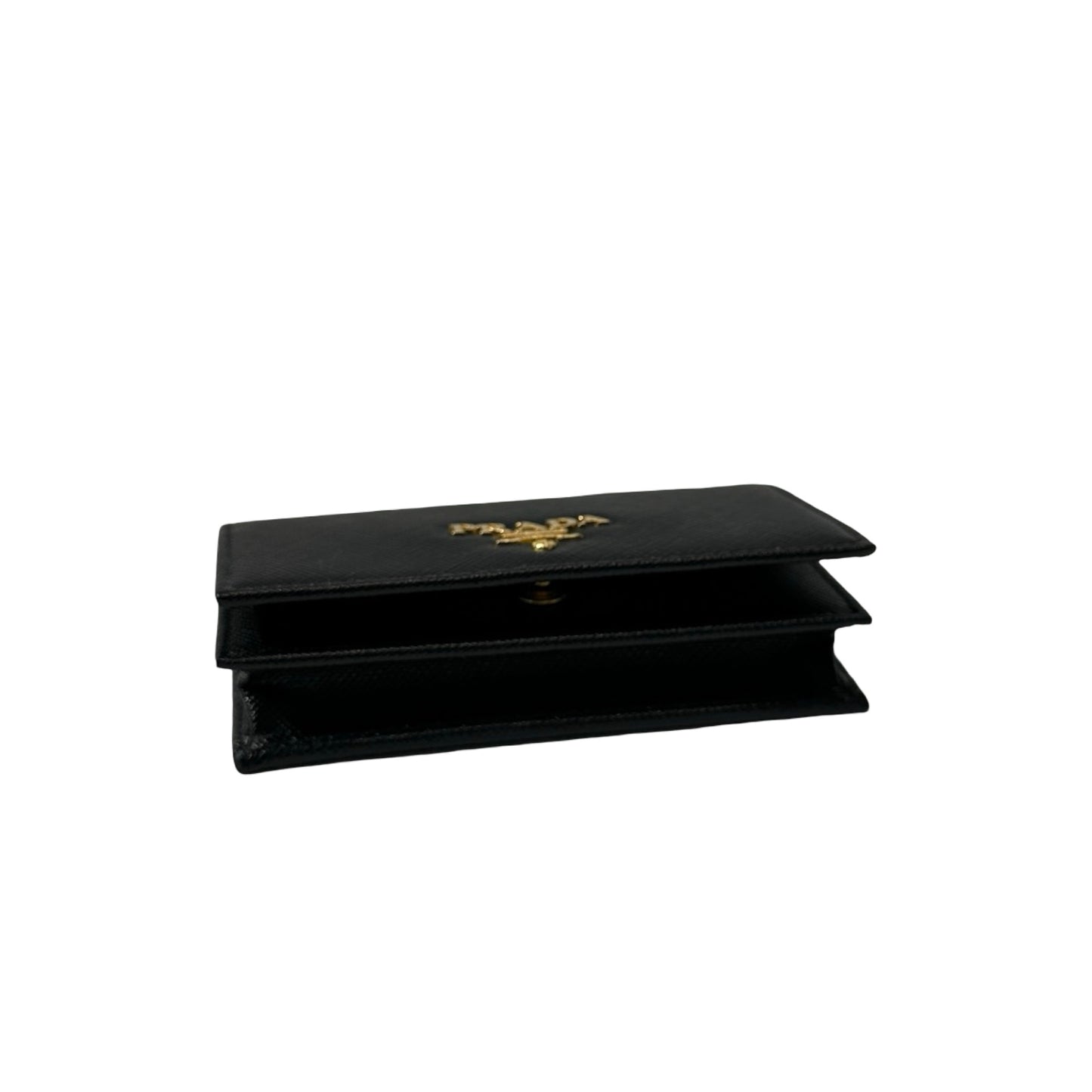 Used PRADA Saffiano leather Wallet GHW Black
