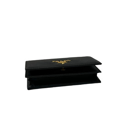 Used PRADA Saffiano leather Wallet GHW Black