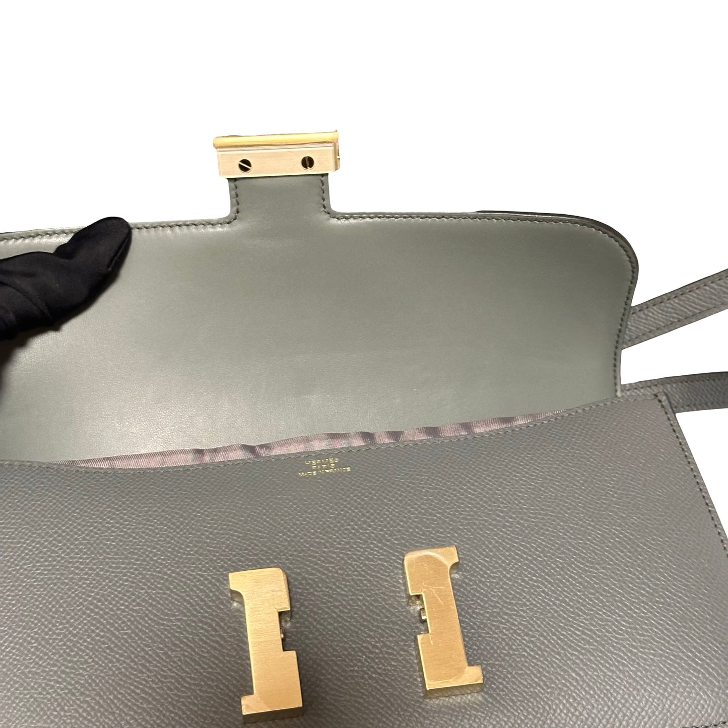 Used HERMES Epsom Constance Elan Shoulder Bag Grey