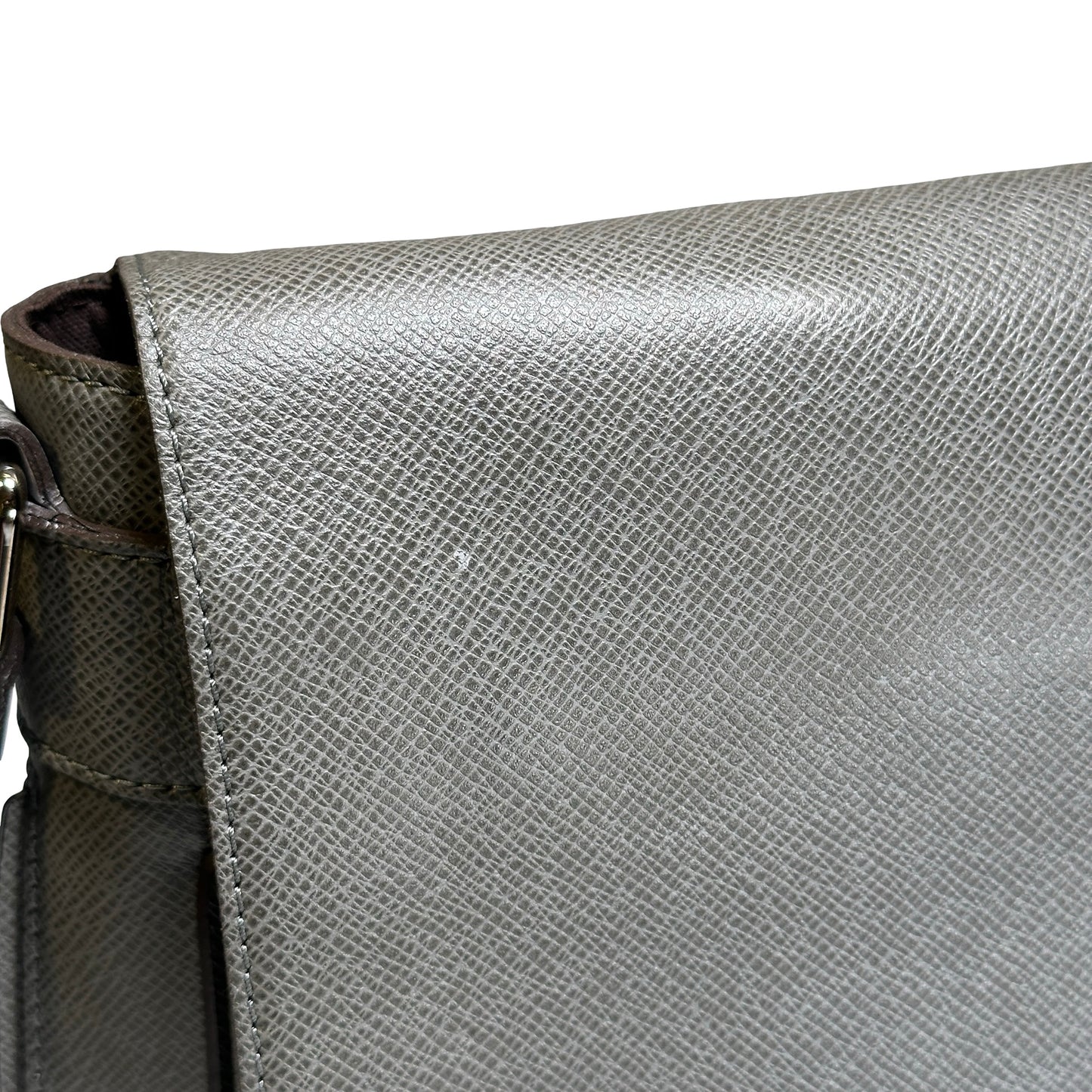 Used LOUIS VUITTON Calfskin Roman Messenger Bag Grey PHW
