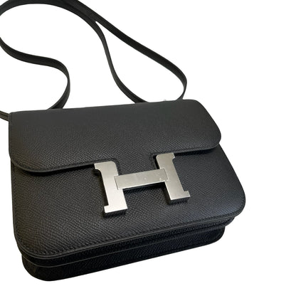 Brand New HERMES Epsom Mini Constance Shoulder Bag Black PHW