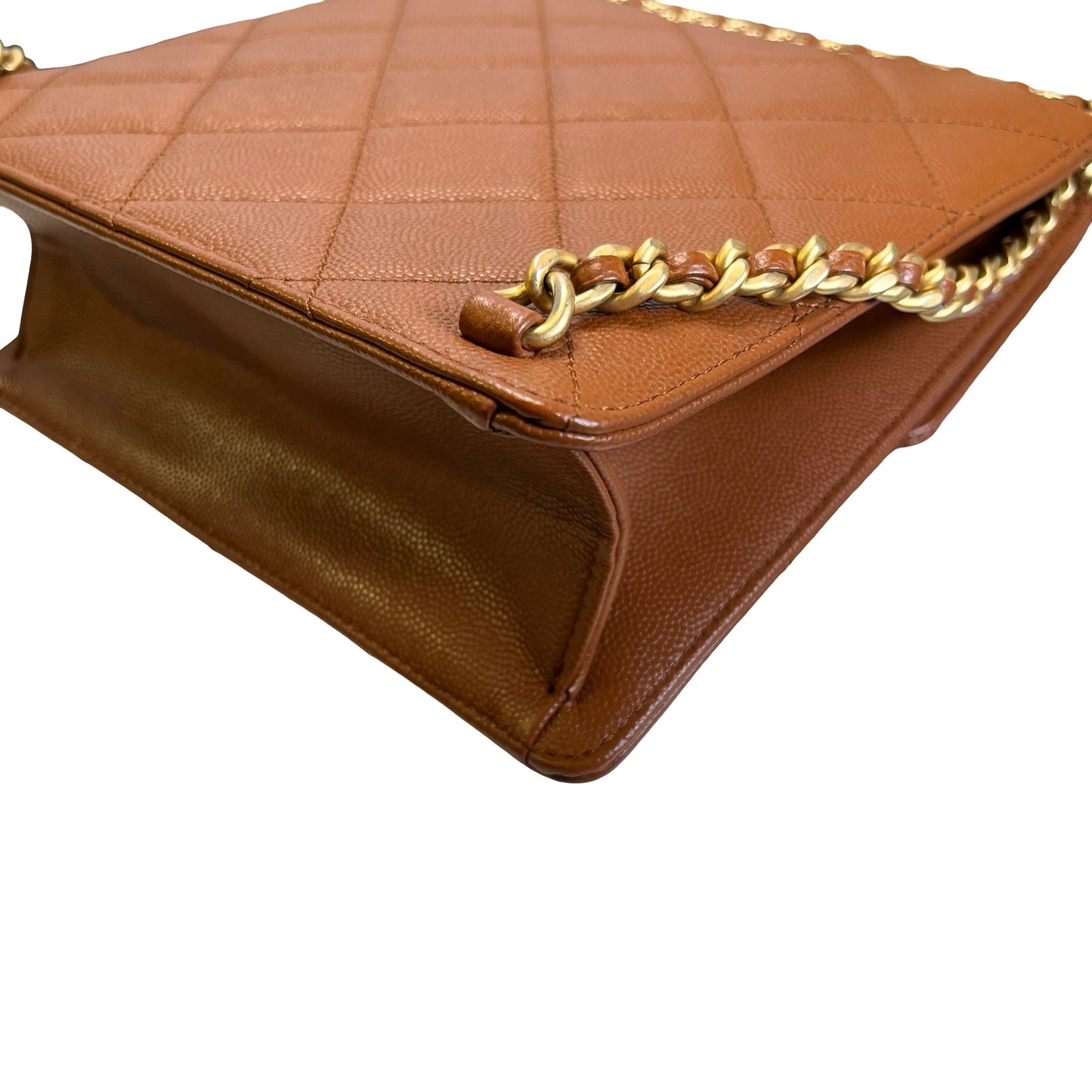 Used CHANEL Quilted Caviar 23A chain Backpack Shoulder Bag Brown