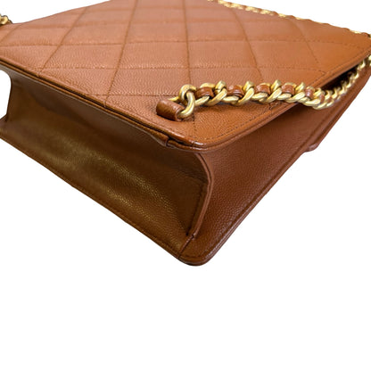 Used CHANEL Quilted Caviar 23A chain Backpack Shoulder Bag Brown
