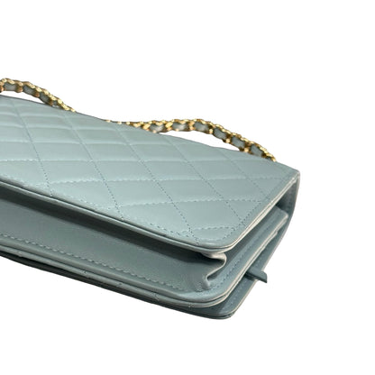 Used CHANEL WOC Shoulder Bag Blue GHW