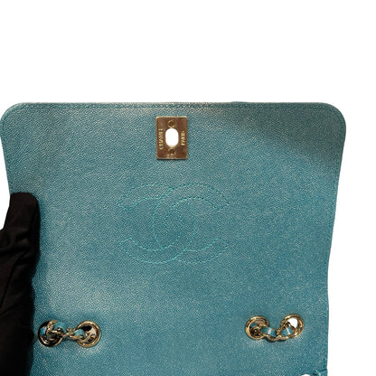 Used CHANEL Chevron Statement Flap Chain Shoulder Pearl Green GHW Chain Shoulder Bag