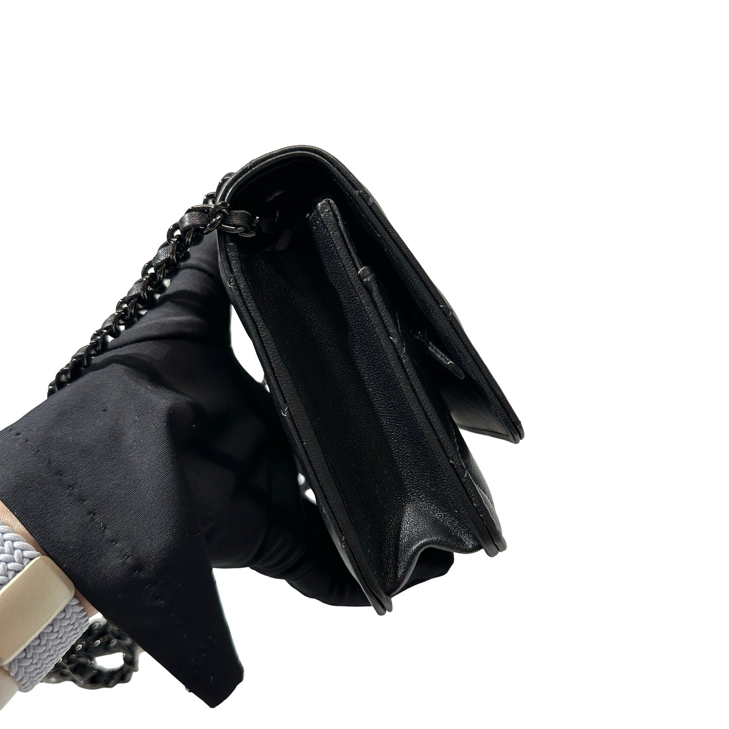 Used Chanel Lambskin Leather WOC Cross Body Bag So Black