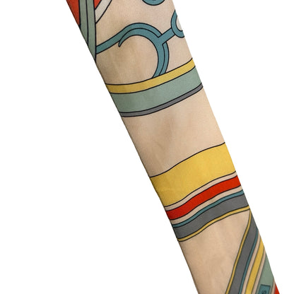 Used HERMES Abstract Stripes Twilly Twilly Multicolor Orange Blue Yellow
