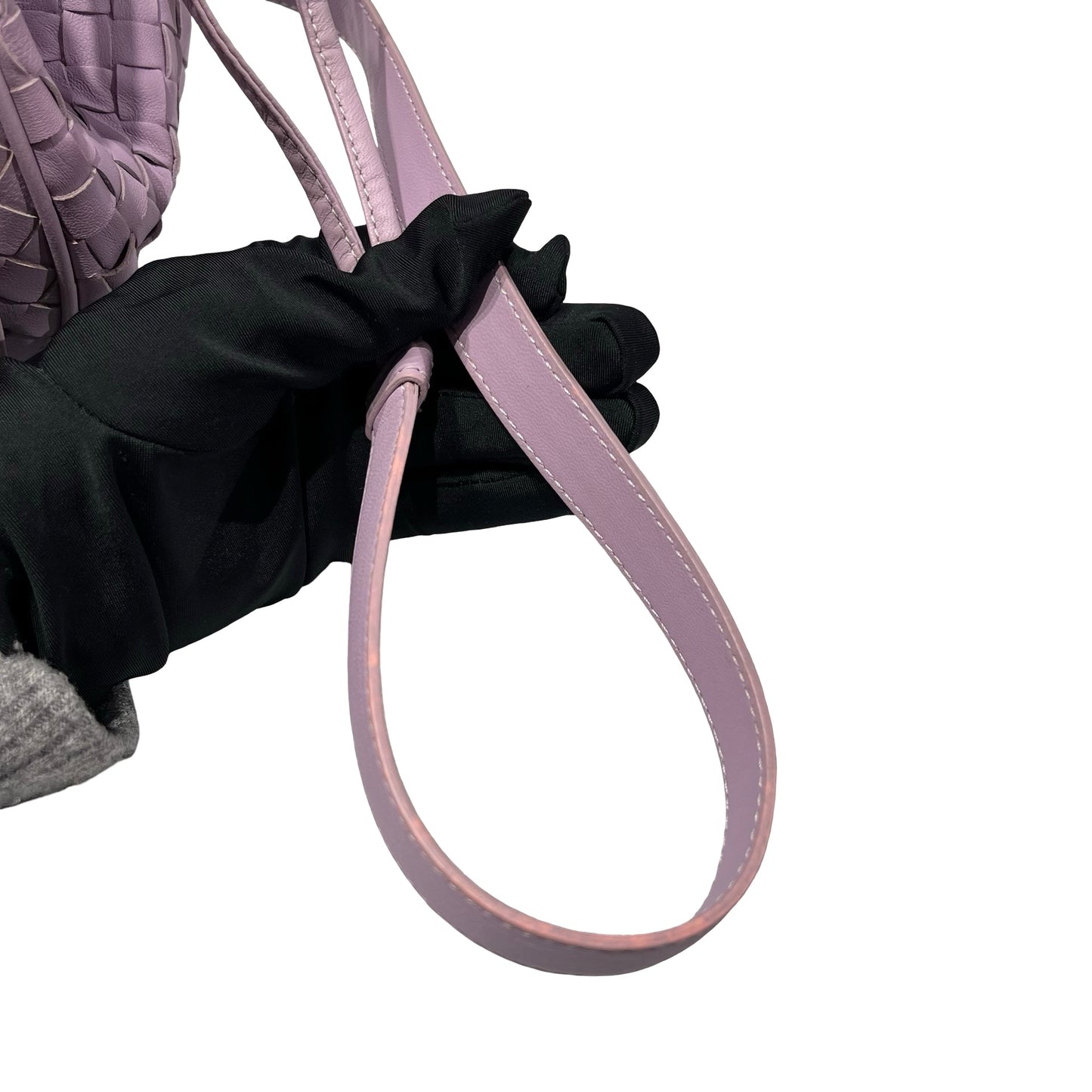 Used Bottega Veneta Lambskin Leather Cross Body Bag Light Purple