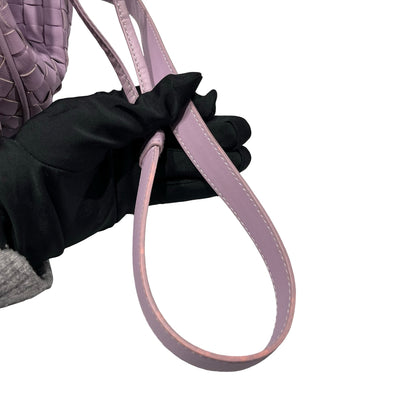 Used Bottega Veneta Lambskin Leather Cross Body Bag Light Purple