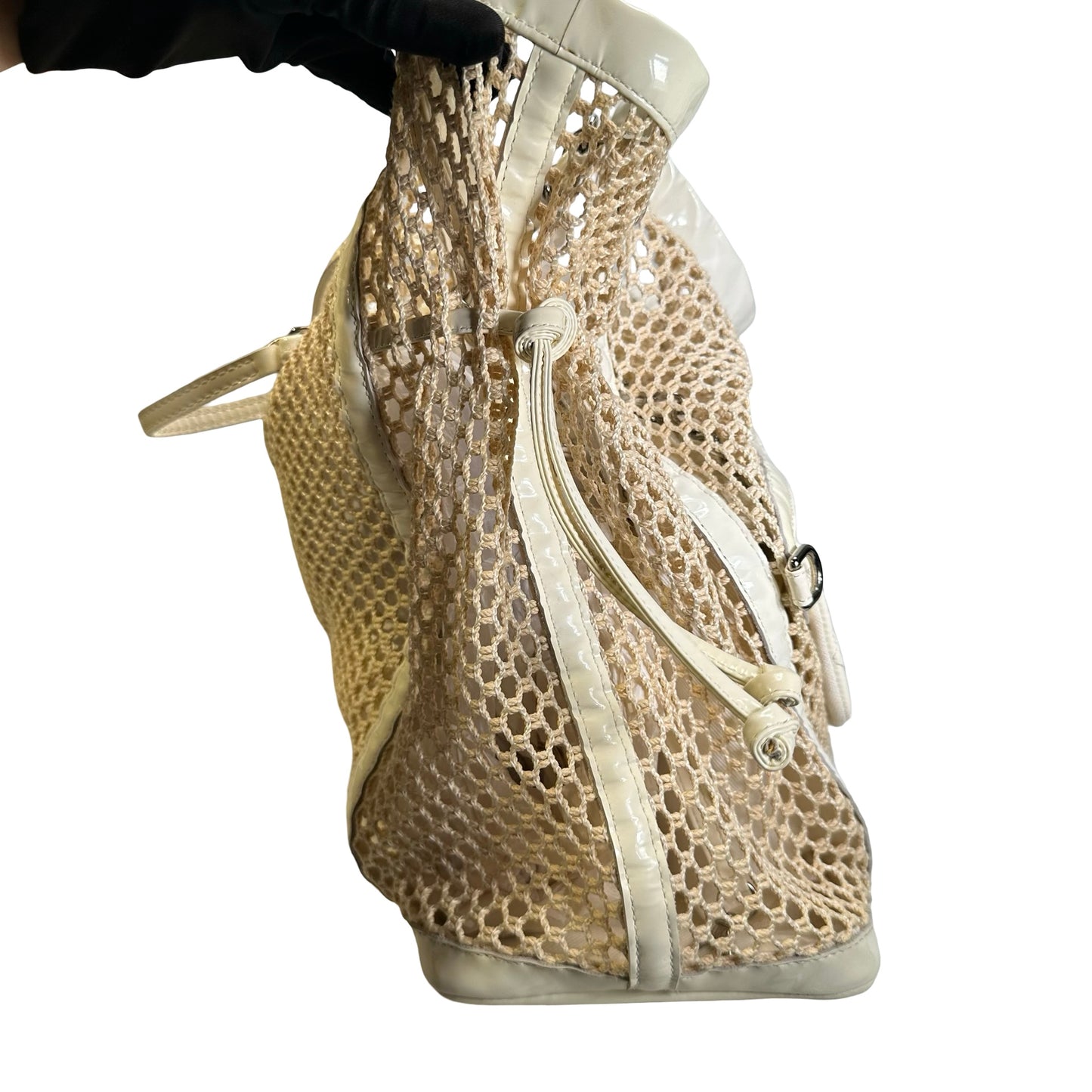 Used CHANEL Net Quilted Classic Flap Net Bag Shoulder Bag White Silver