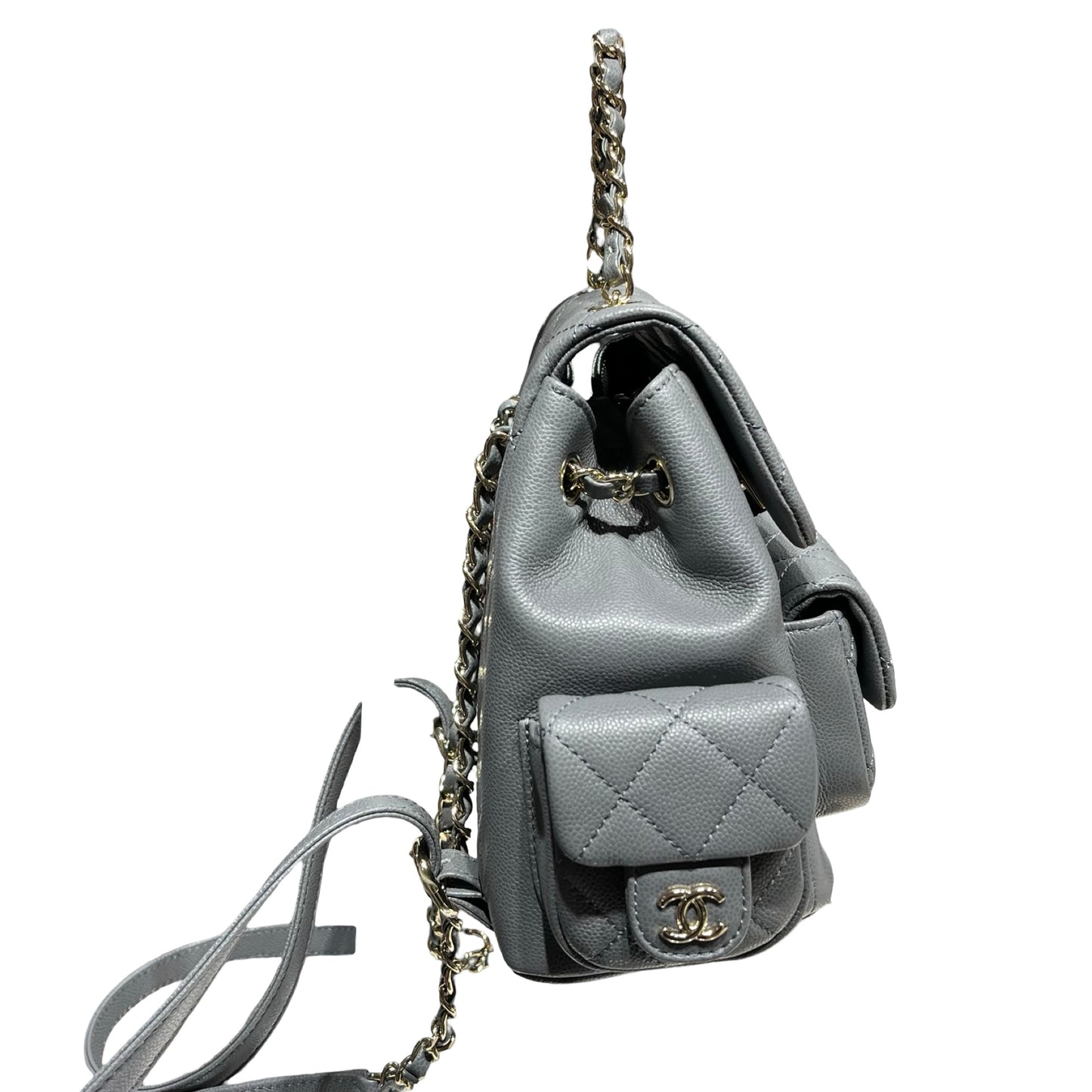Used CHANEL Caviar Leather Small Duma Backpack Grey GHW