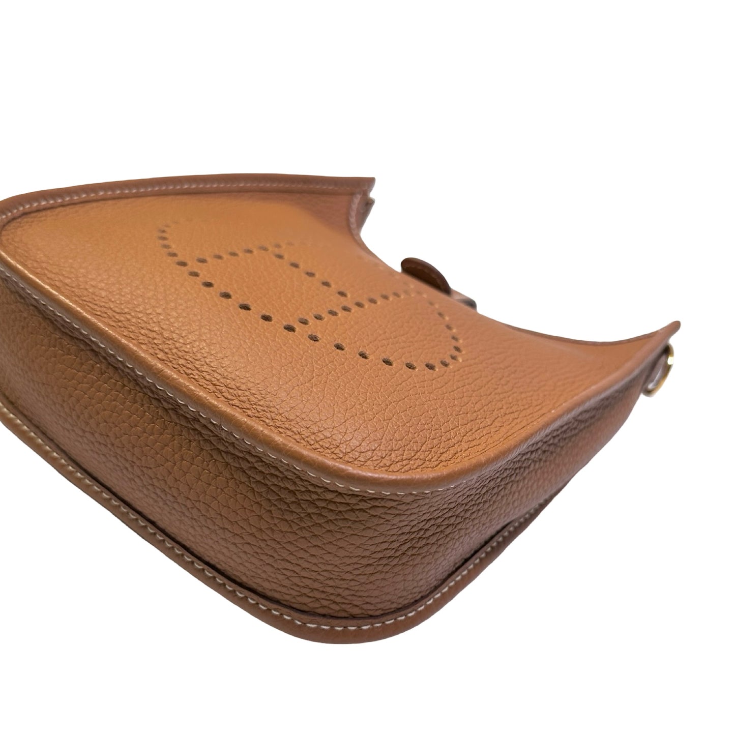 Used HERMES Clemence Leather Evelyne Crossbody Bag Brown GHW