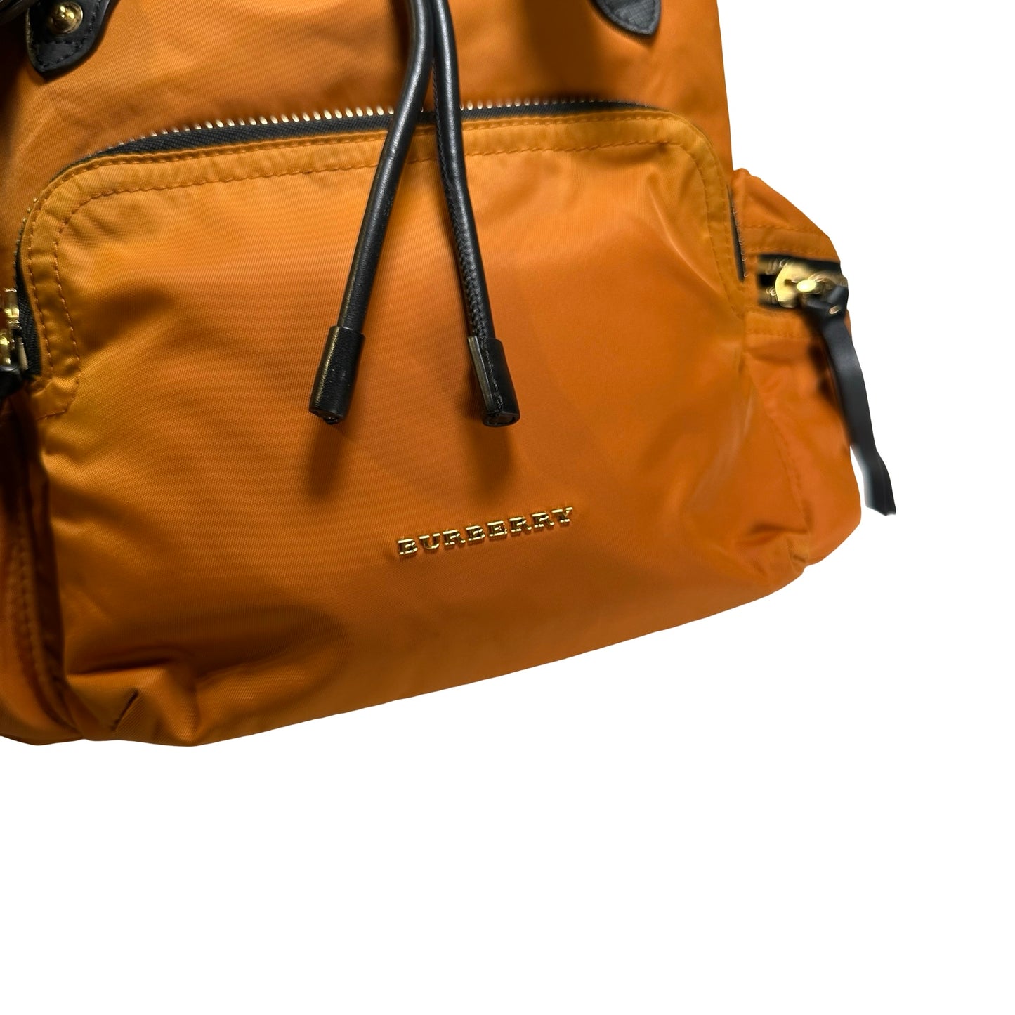 Used BURBERRY Nylon Leather Backpack Backpack Orange Black