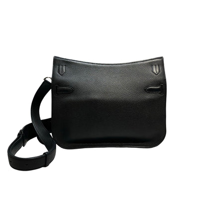 Used HERMÈS Calfskin Leather Jypsieve 28 Shoulder Bag Black PHW