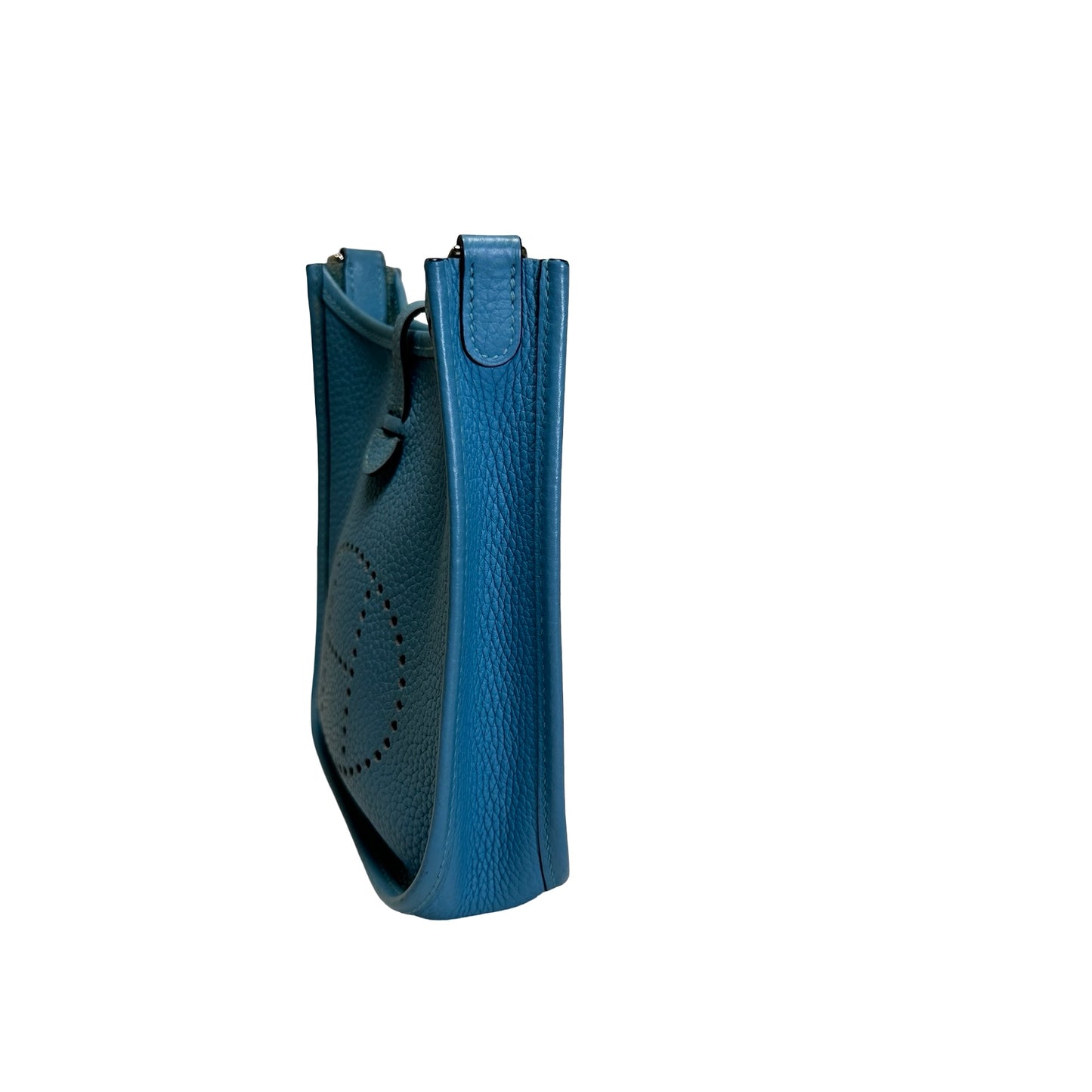 Used HERMES Clemence Mini Evelyne Cross body bag Blue，PHW