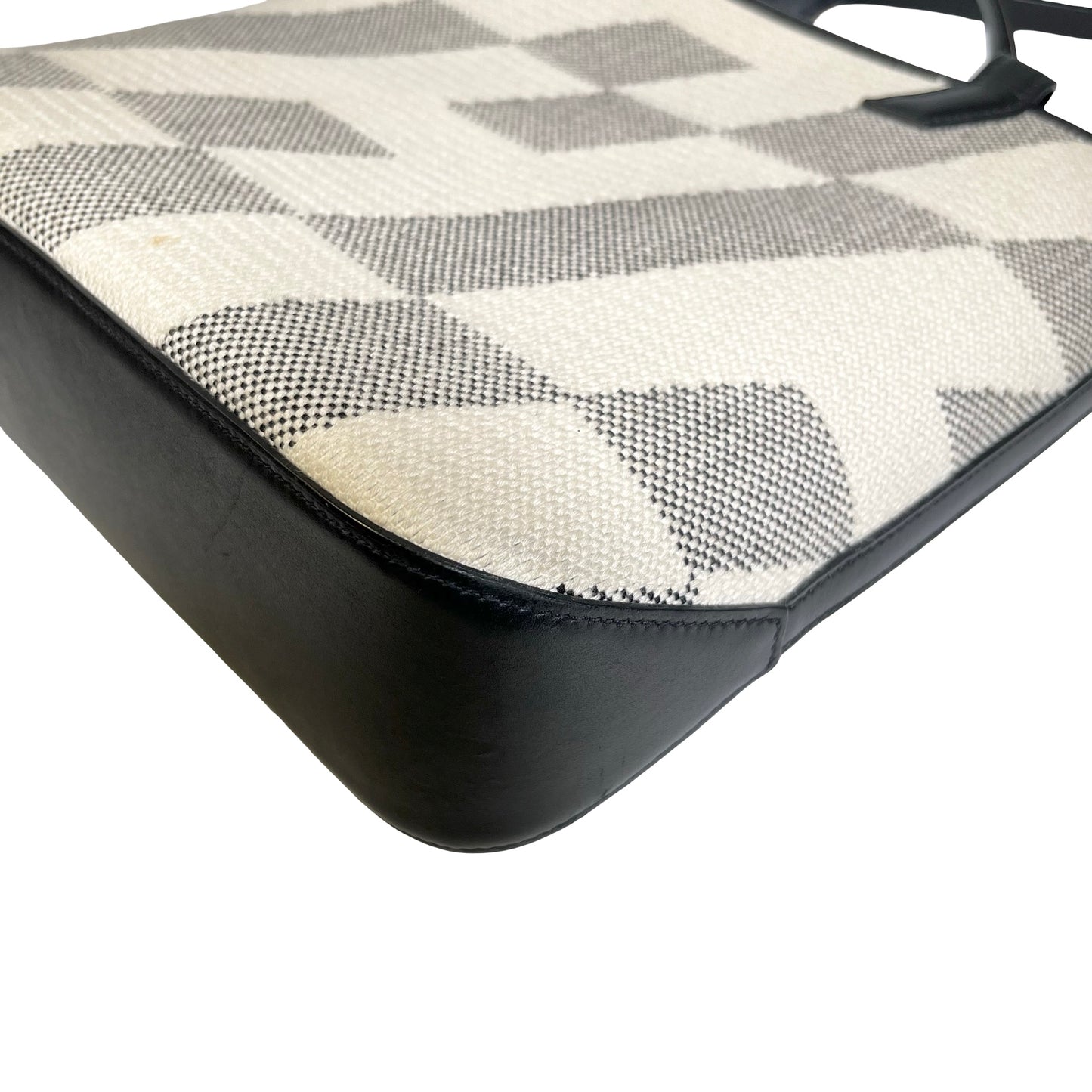 Used HERMÈS Canvas Cabas H En Biais 27 Cross Body Bag Black White