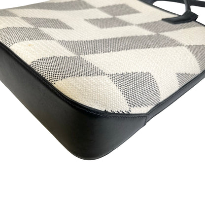 Used HERMÈS Canvas Cabas H En Biais 27 Cross Body Bag Black White