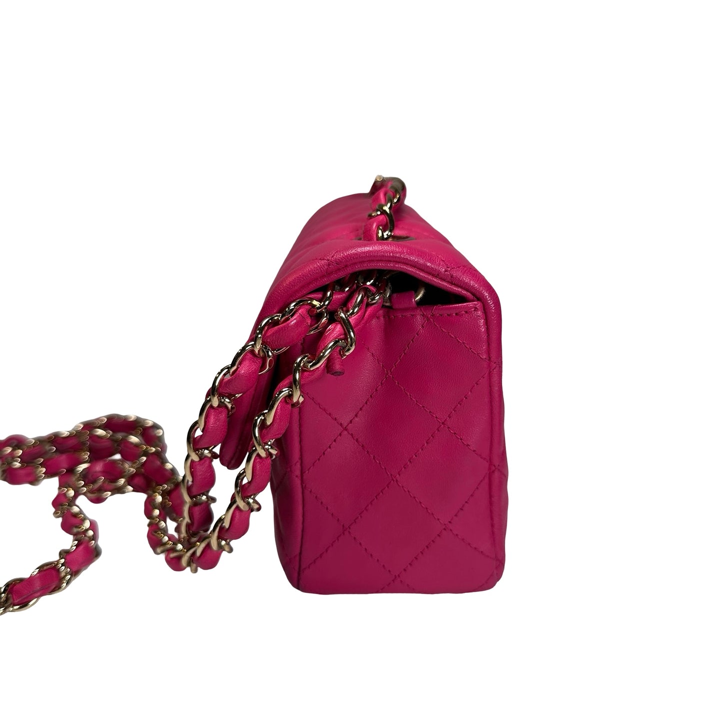 Used CHANEL Mini Classic Flap Two Way Shoulder Bag Pink GHW