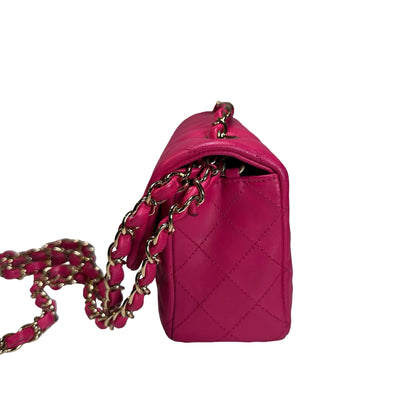 Used CHANEL Mini Classic Flap Two Way Shoulder Bag Pink GHW