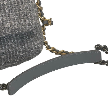 Used CHANEL Tweed Chanel 19 Chain Shoulder Bag Grey，GHW