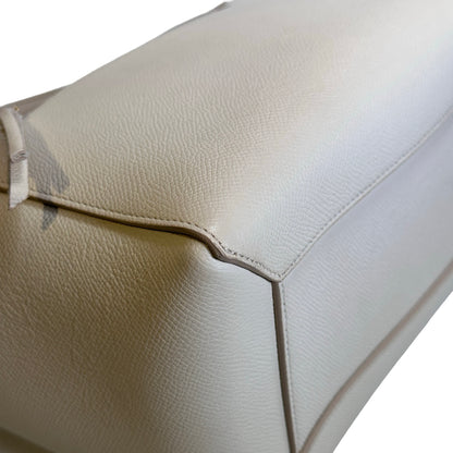 Used CELINE Grained Calfskin Belt Bag Handbag White GHW
