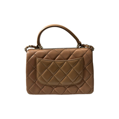 Used CHANEL Lambskin Leather Trendy CC Small Shoulder Bag Beige GHW