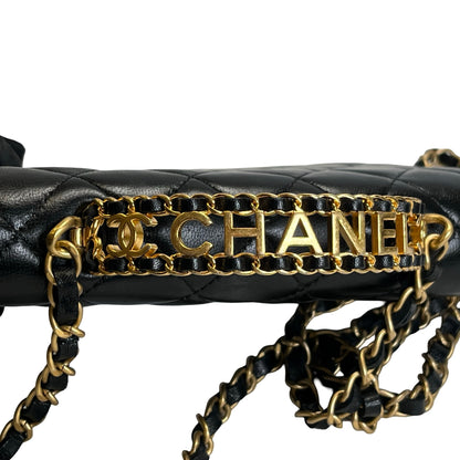 Used CHANEL Matelasse Quilted Lambskin Wallet On Chain Wallet on chain Black Gold