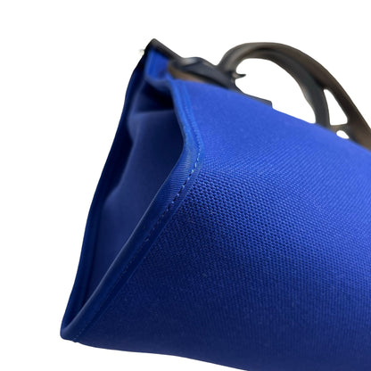 Used Hermès Calfskin Leather Herbag 31 Shoulder Bag Blue Black PHW