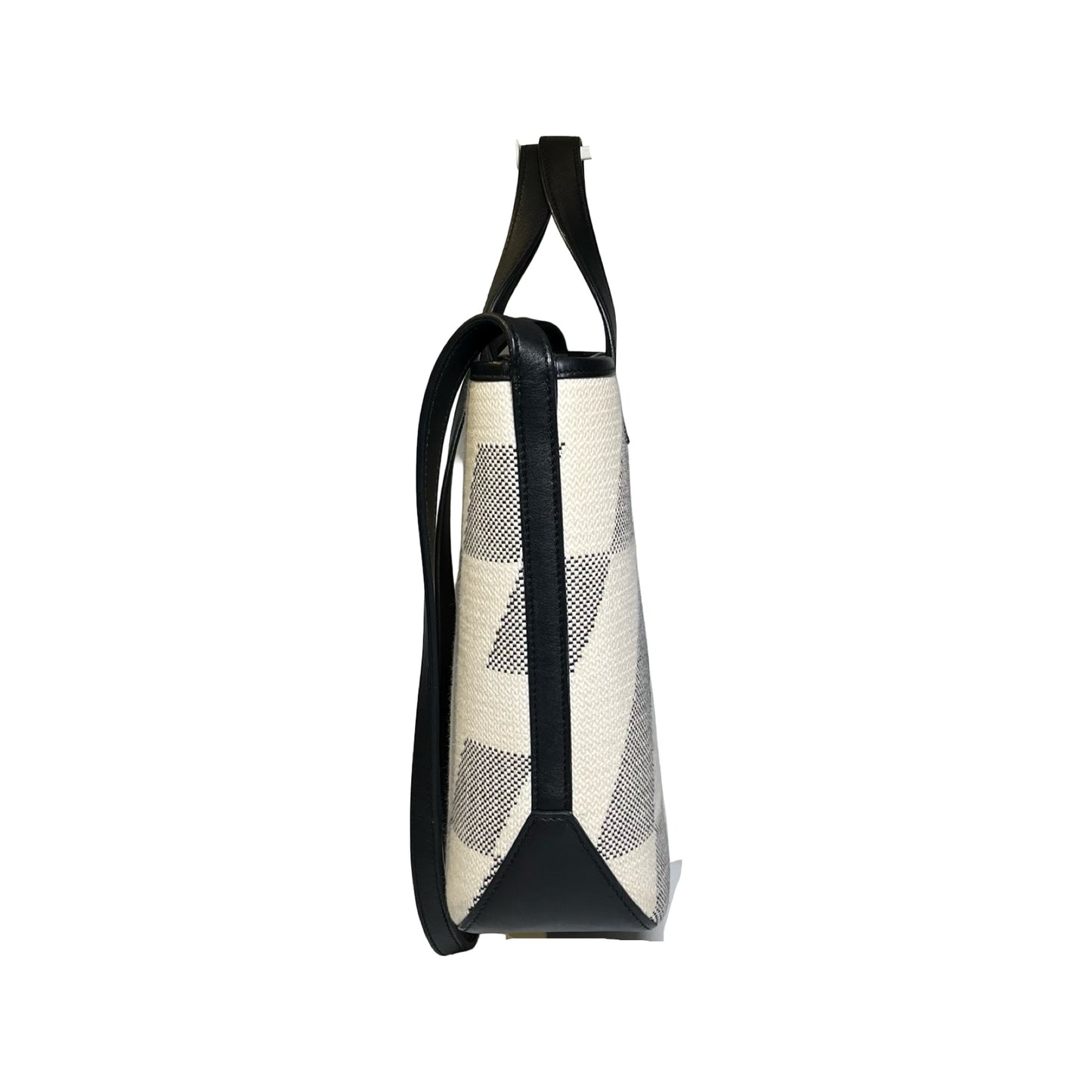 Used HERMÈS Canvas Cabas H En Biais 27 Cross Body Bag Black White