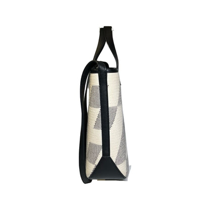 Used HERMÈS Canvas Cabas H En Biais 27 Cross Body Bag Black White