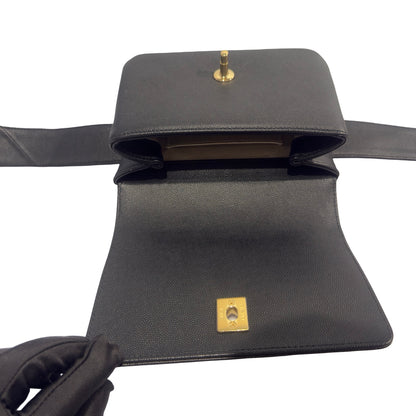 Used CHANEL Caviar Leather Vintage CC Flap Crossbody Bag Black Gold Hardware