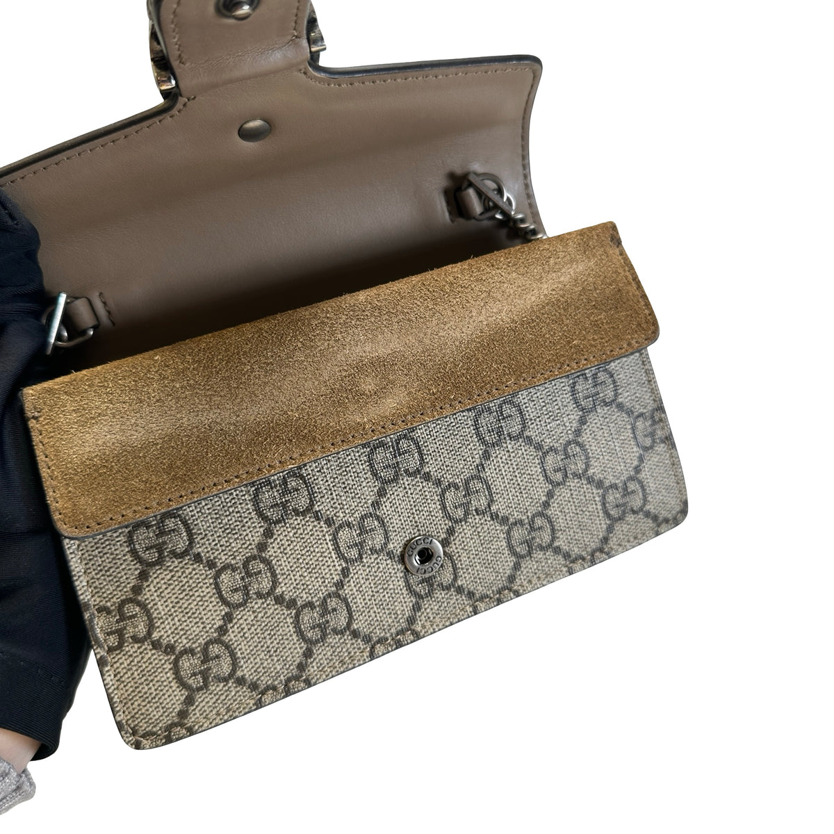 Used GUCCI GG Supreme Dionysus Chain Shoulder Bag Beige Ebony Taupe