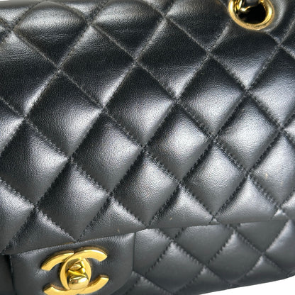 Used CHANEL Quilted Lambskin CF25 Shoulder Bag Black Gold