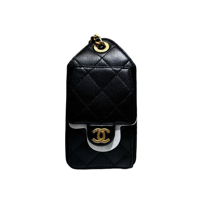 New CHANEL Caviar Leather 25 Mini Hobo Shoulder Bag Black GHW