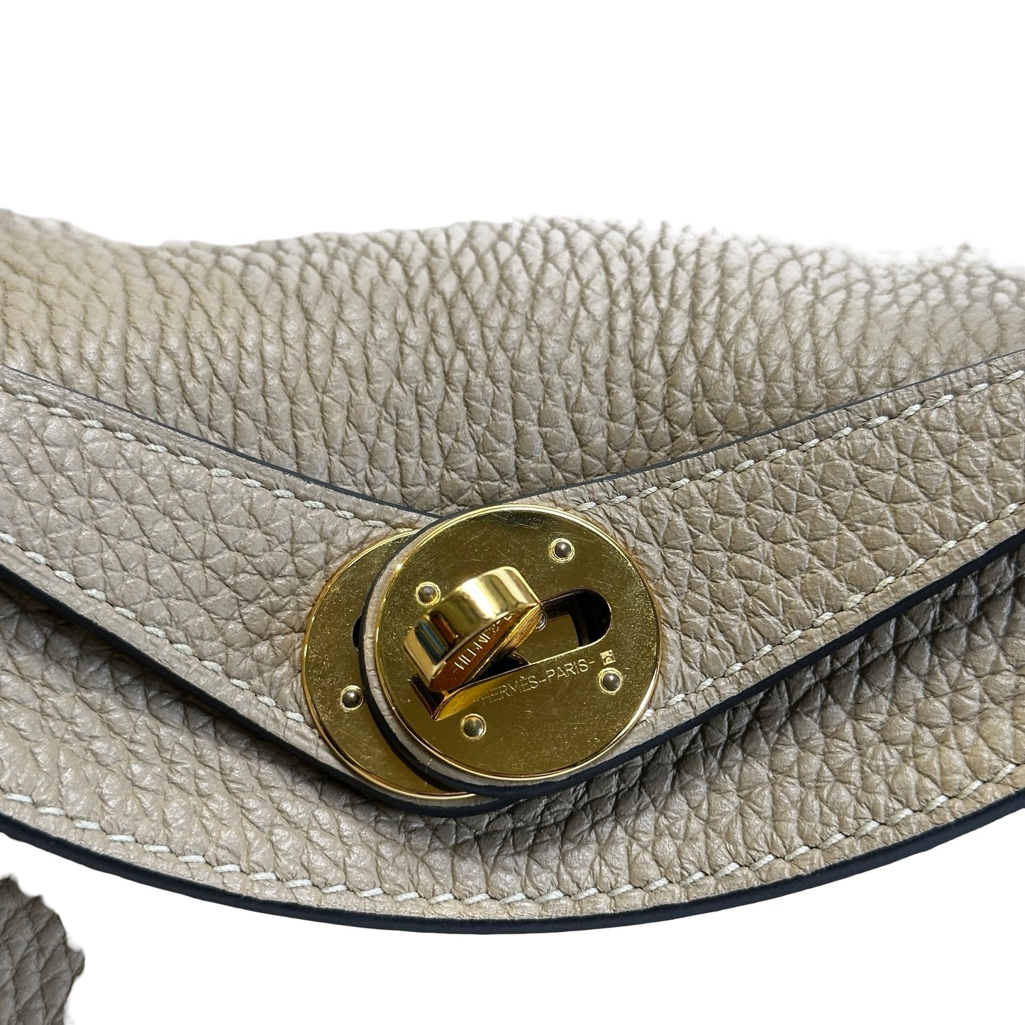 Used HERMES Leather Lindy 26 Handbag Beige Gold