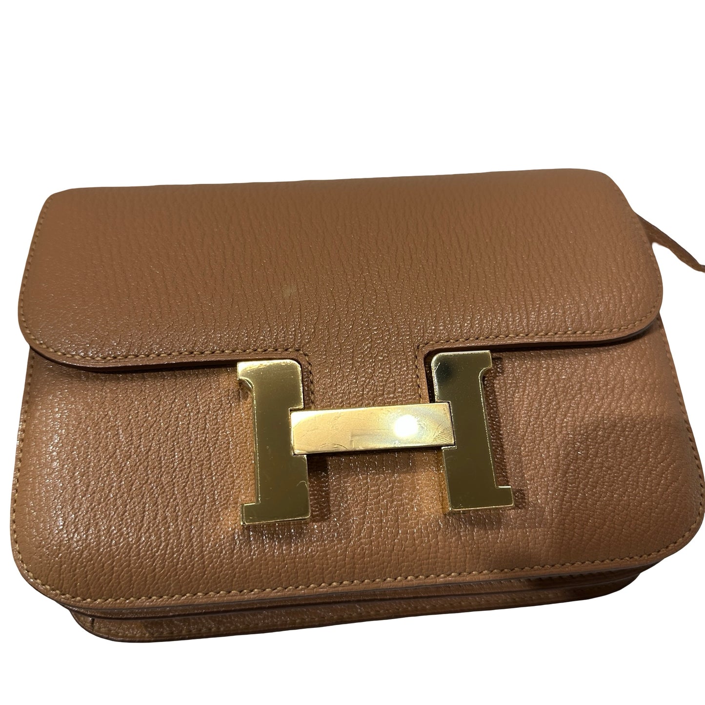 Used HERMÈS Chevre Goatskin Mini Constance Shoulder Bag GHW 2J