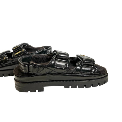 Used Chanel Calfskin Leather Shoes Black PHW