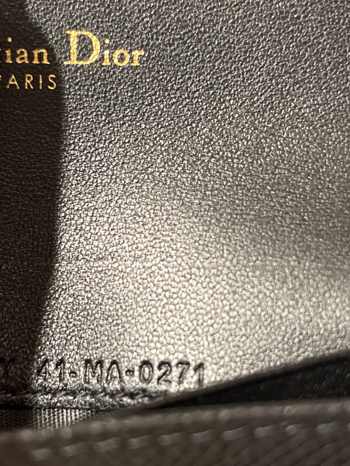 Used DIOR Goatskin Saddle Flap Card Holder Black GHW