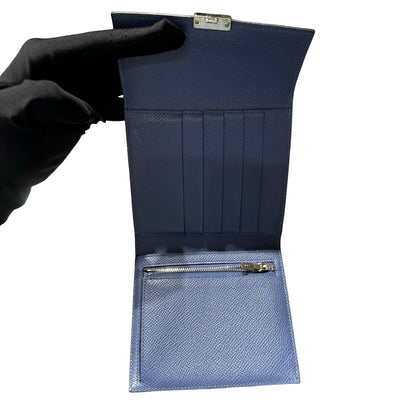 Used HERMÈS Epsom leather Clic-H wallet PHW Navy