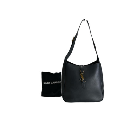Used SAINT LAURENT Leather Le 5 à 7 Shoulder Bag Black Gold