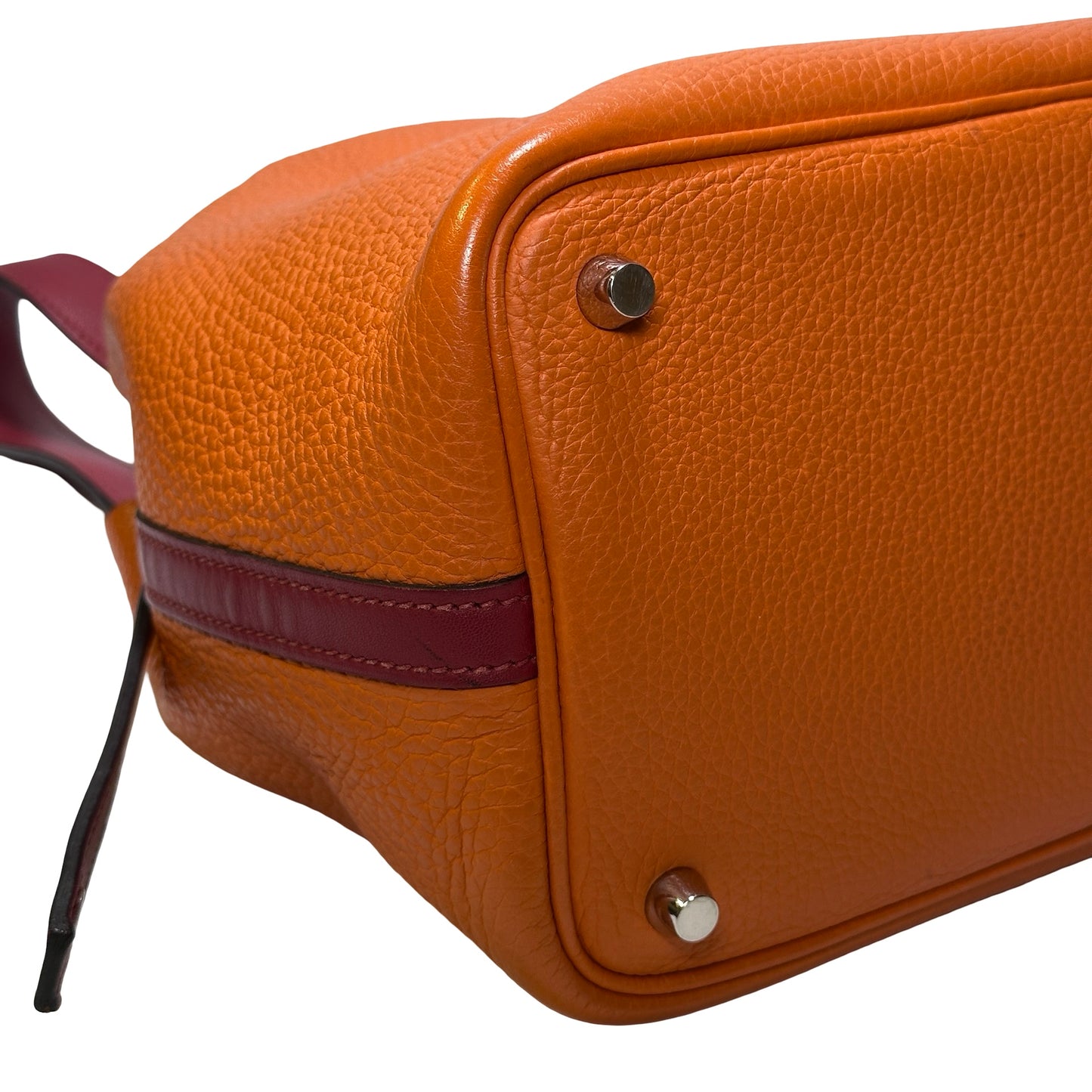 Used HERMES Picotin Handbag Orange Red PHW