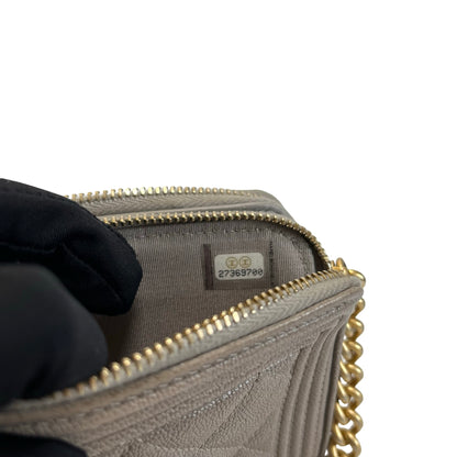 Used CHANEL Quilted Caviar Boy Chanel Zipped Wallet Long wallet Grey Gold