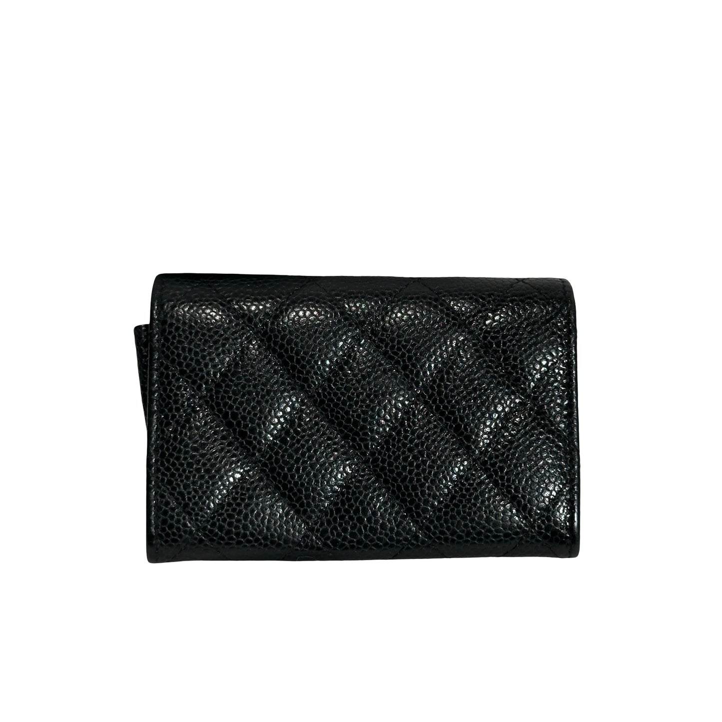 Used CHANEL Caviar Leather Card Holder Card Holder Black GHW