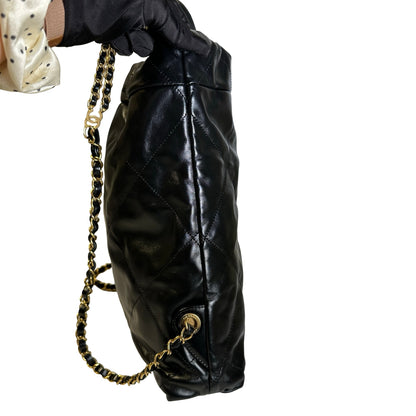Used CHANEL Quilted Calfskin Chanel 22 Backpack Backpack Black Gold hardware