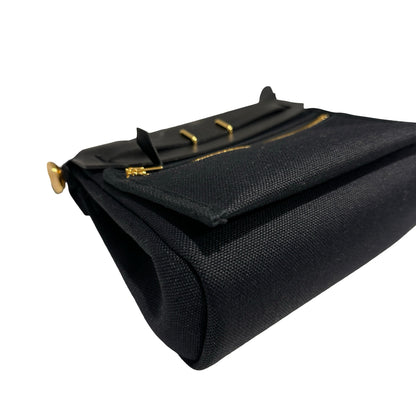 Brand New HERMES Toile Herbag Two Way Shoulder Bag Black Noir