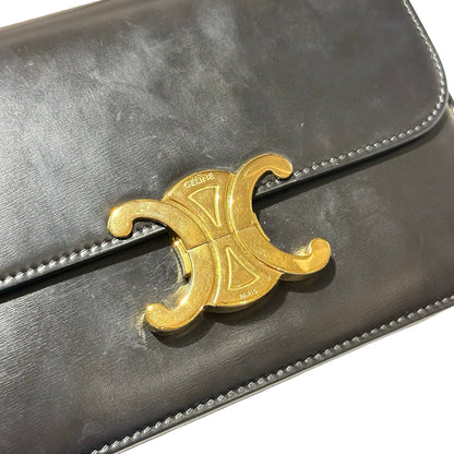 Used CÉLINE Trimphe Teen Cross Body Bag Black GHW