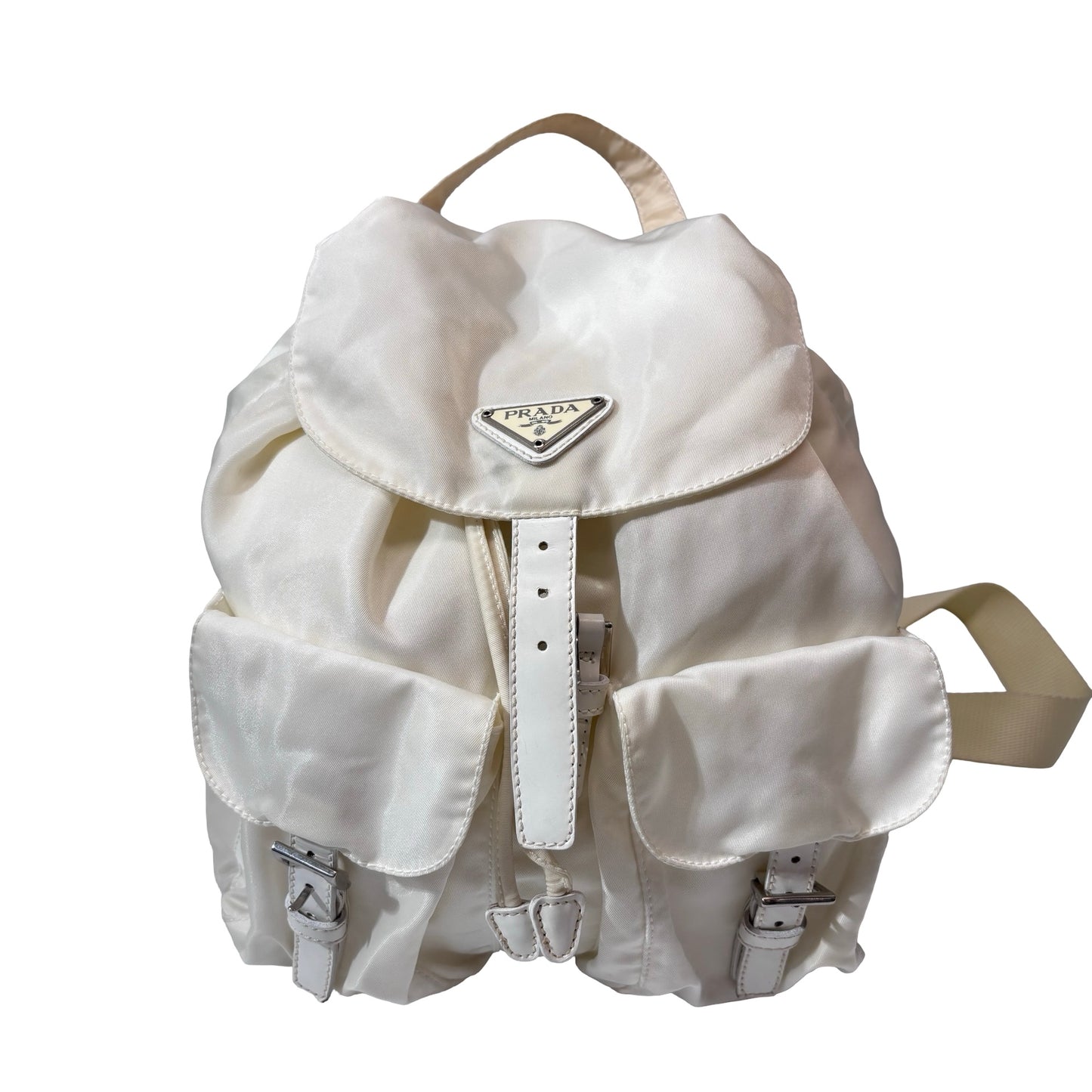 Used PRADA Nylon Backpack PHW White